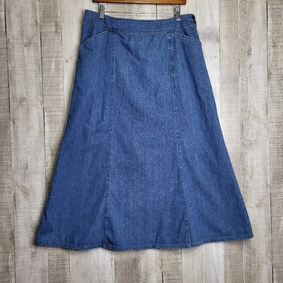 Vintage Pendleton Blue Midi A-Line Jean Skirt. Size 16 - Picture 1 of 11